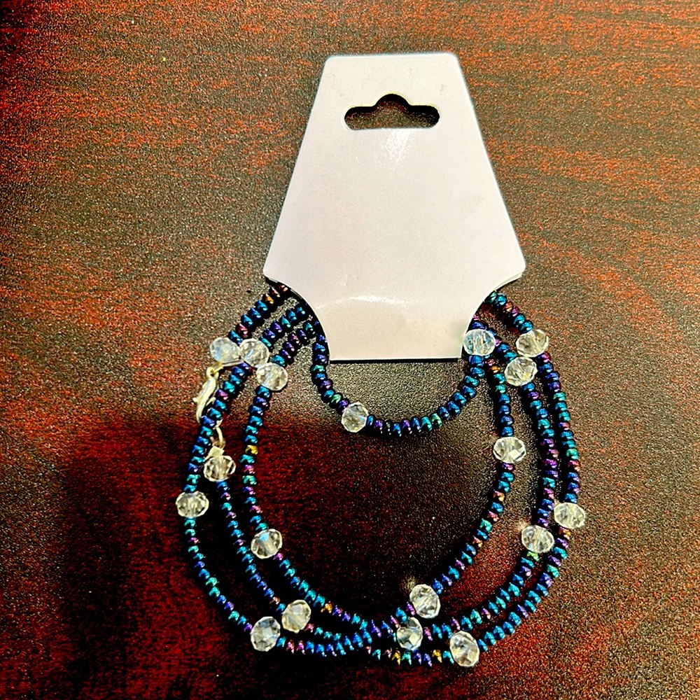 28 1/2in belly chain dark ombre dark colors with crystal beads as spacers